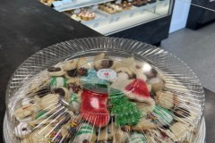 Assorted Christmas cookies on dome tray